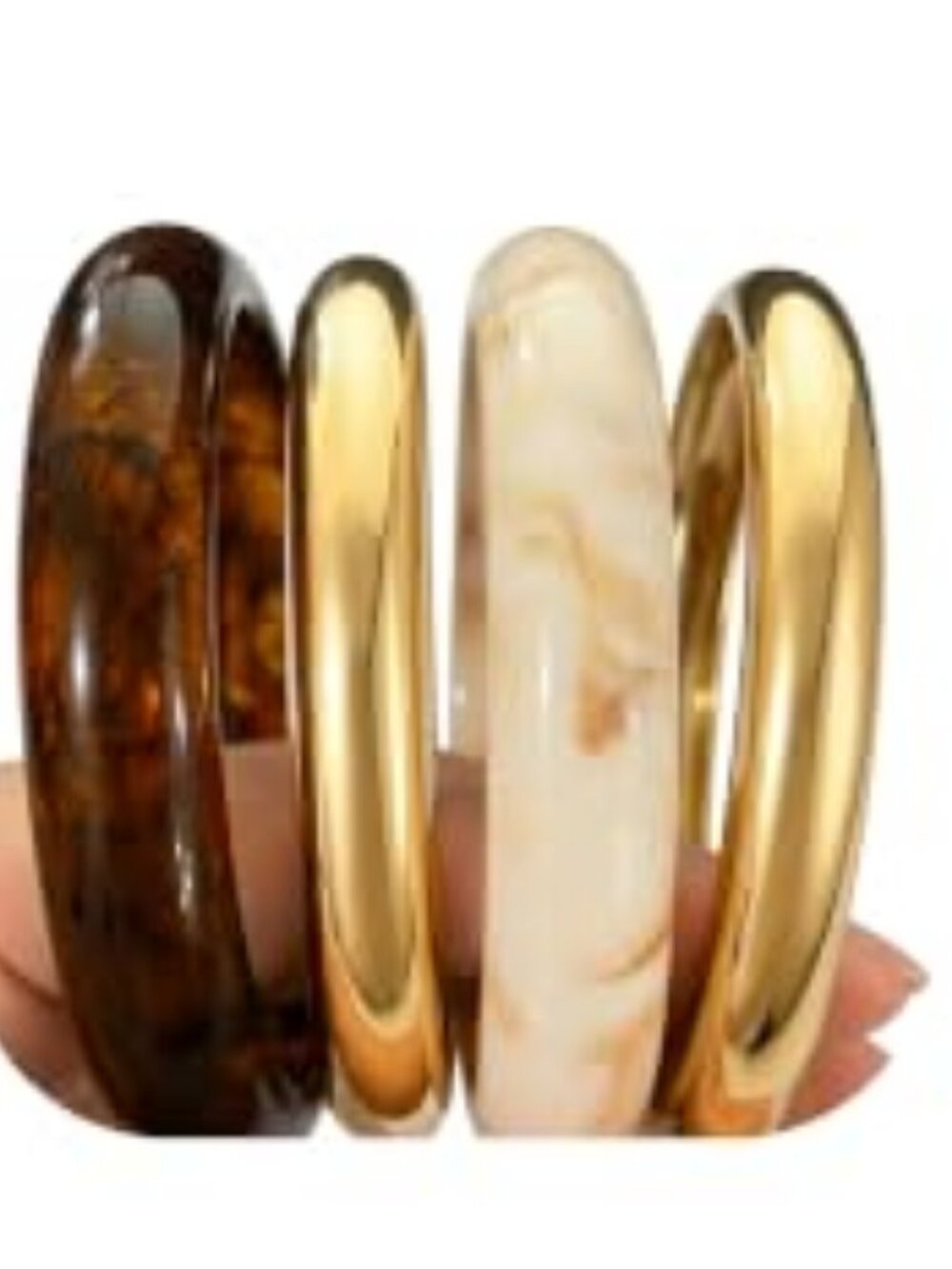 Acrylic Gold Bangle Bracelets for Women, Chunky Brown Stackable Bangles Set